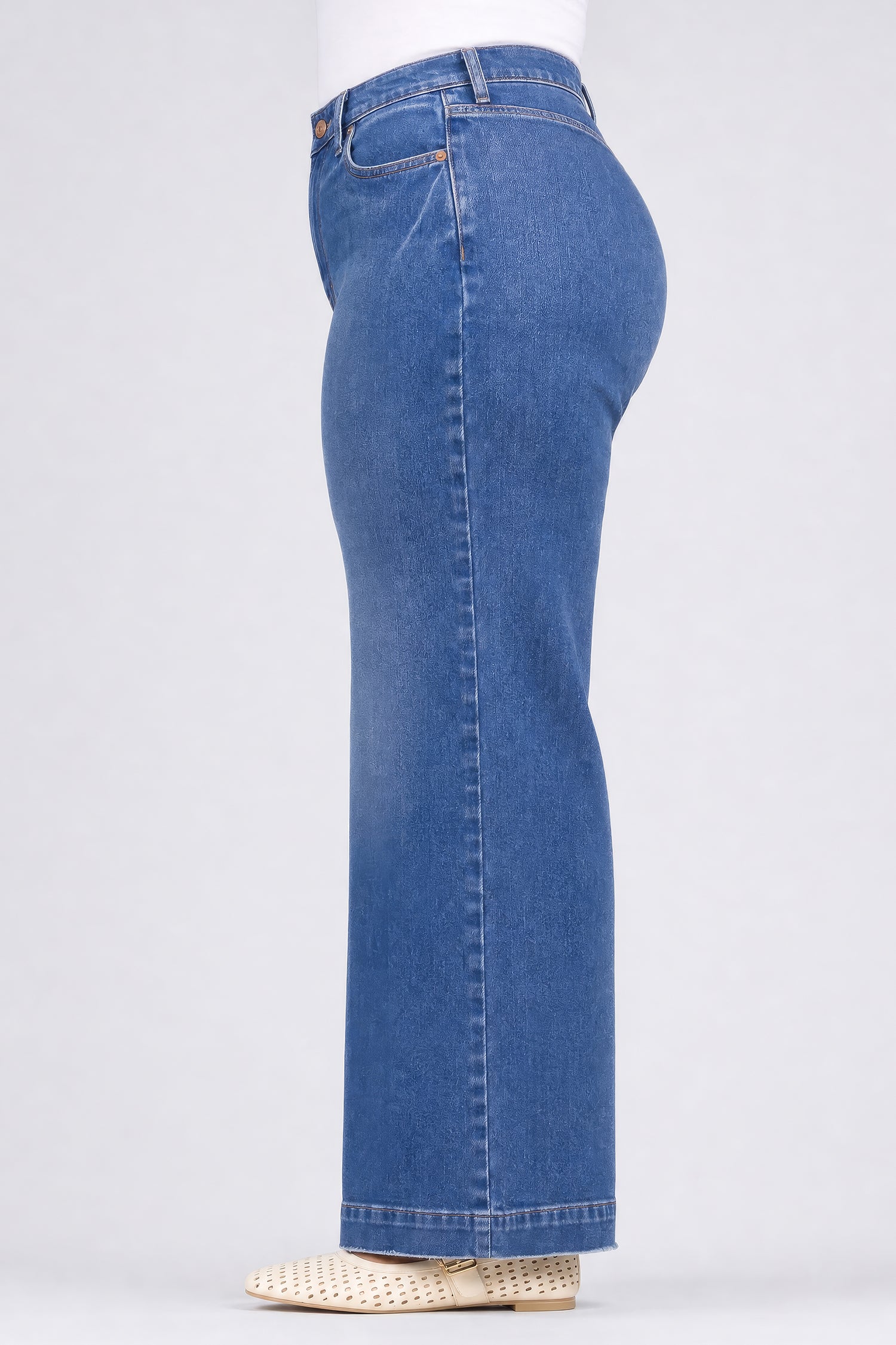 NYDJ Teresa Wide Leg Jeans In Plus Size With High Rise And Trouser Hems - Burnet