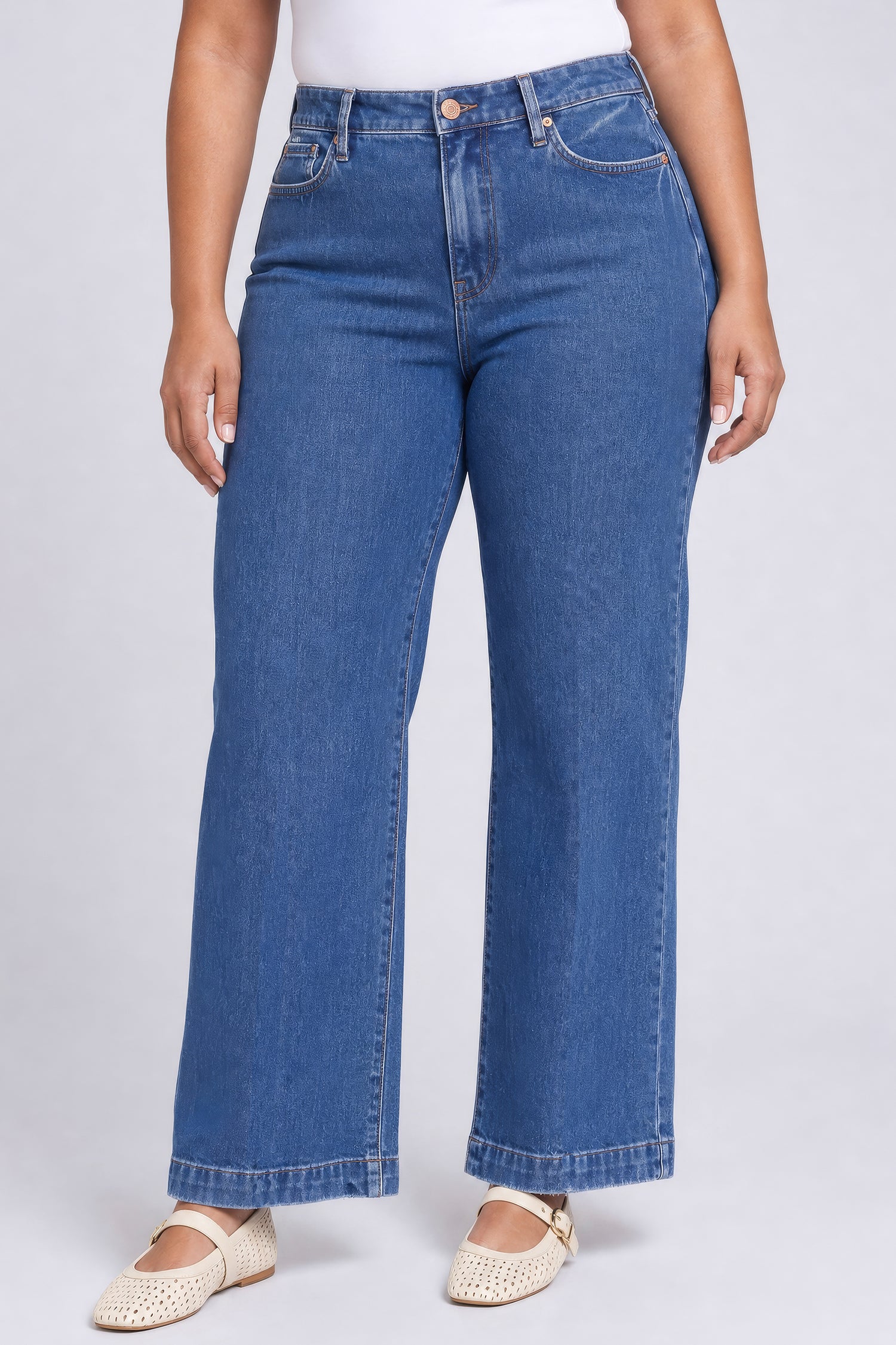 NYDJ Teresa Wide Leg Jeans In Plus Size With High Rise And Trouser Hems - Burnet
