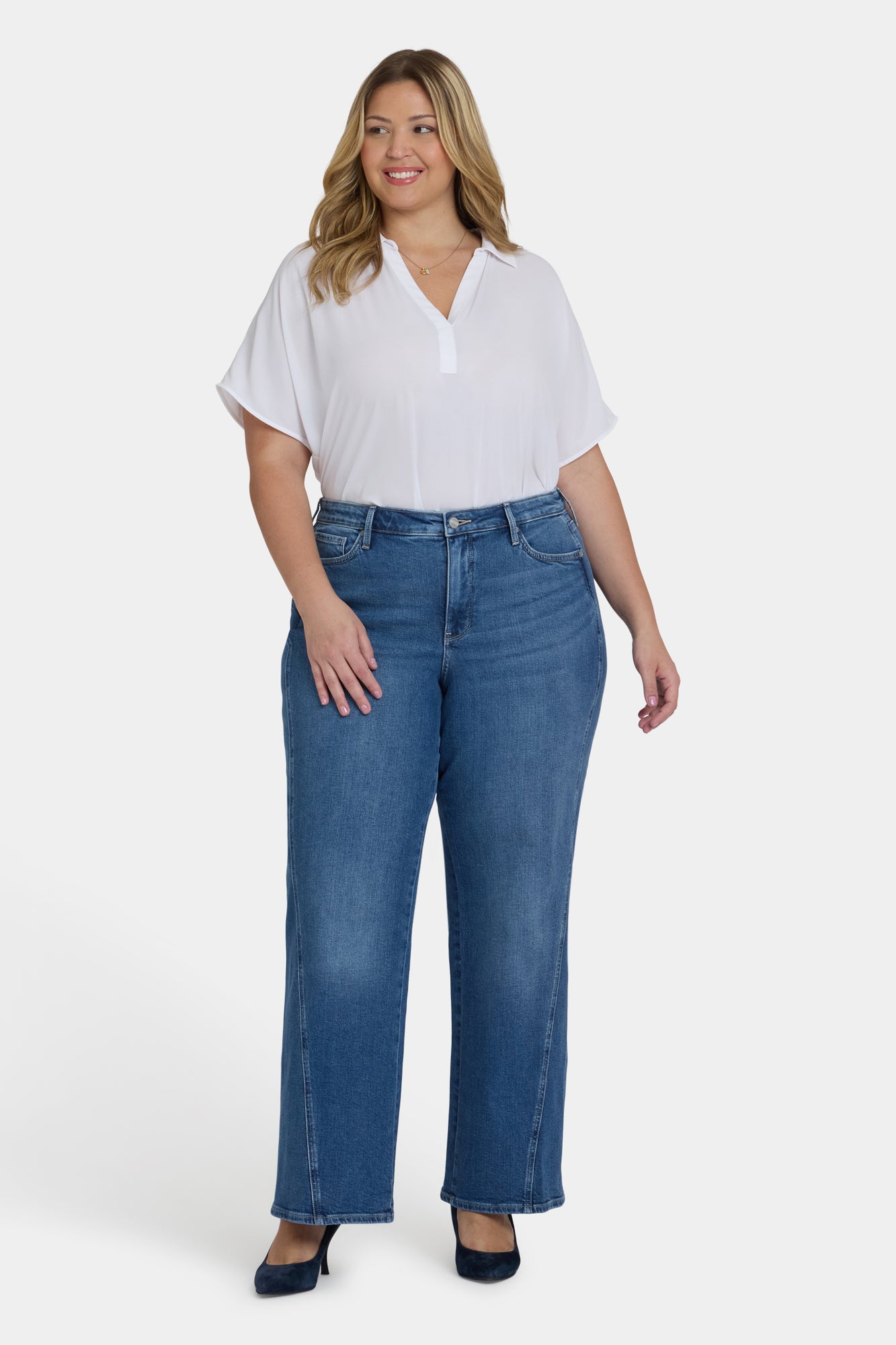 NYDJ Teresa Wide Leg Jeans In Plus Size With Contoured Seams And 31