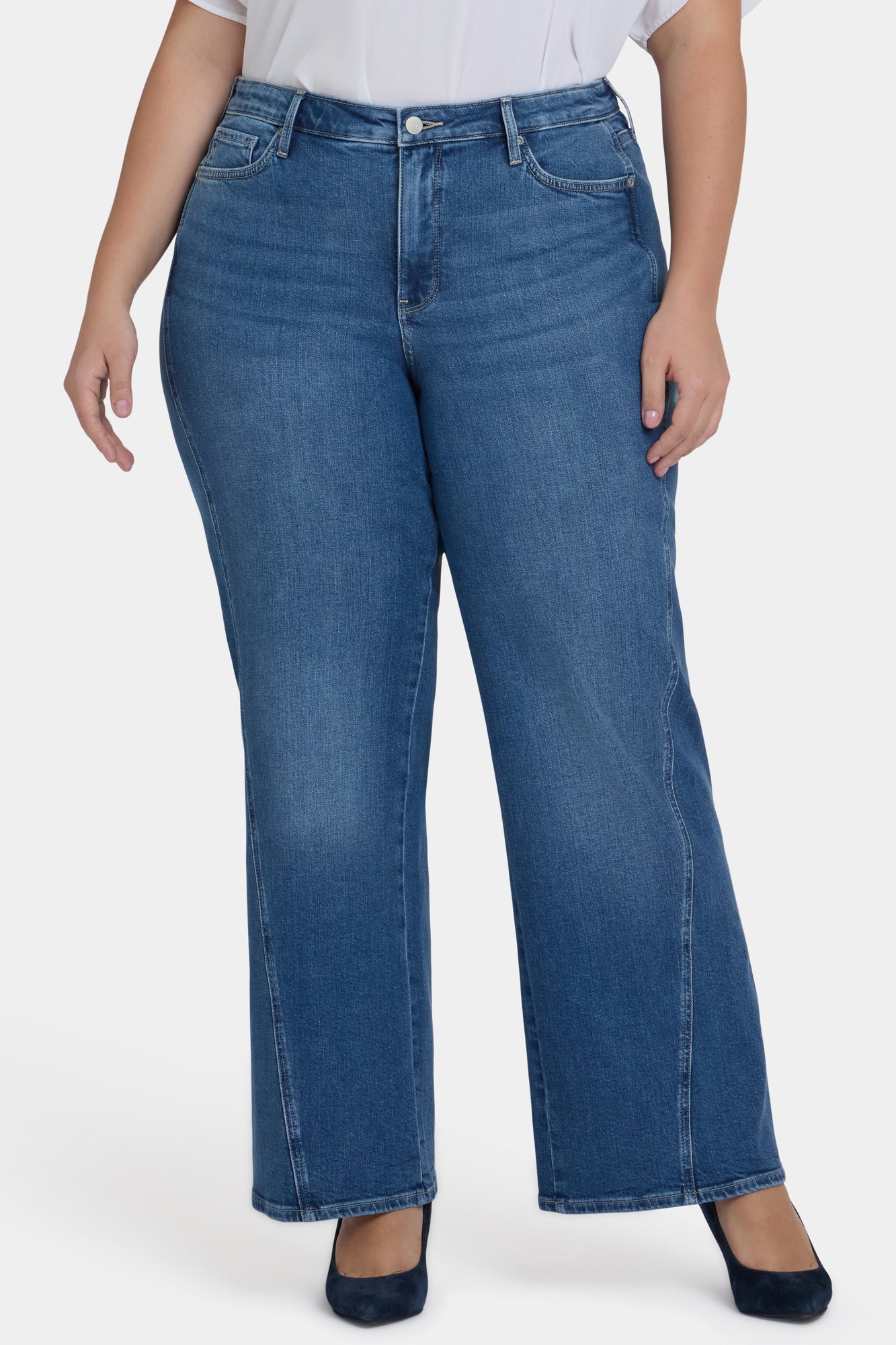 NYDJ Teresa Wide Leg Jeans In Plus Size With Contoured Seams And 31