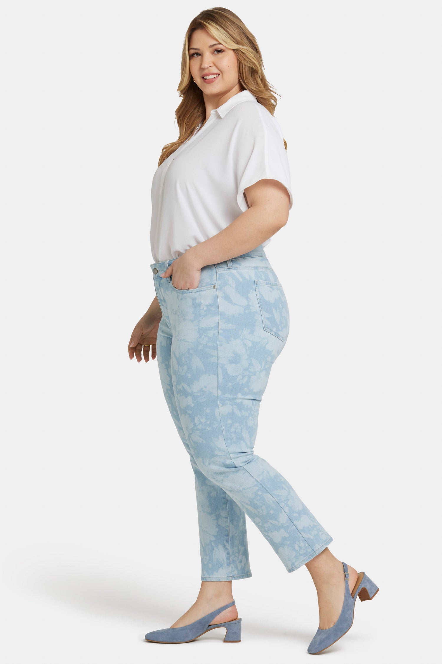 Marilyn Straight Ankle Jeans In Plus Size - Marian Annabella Blue