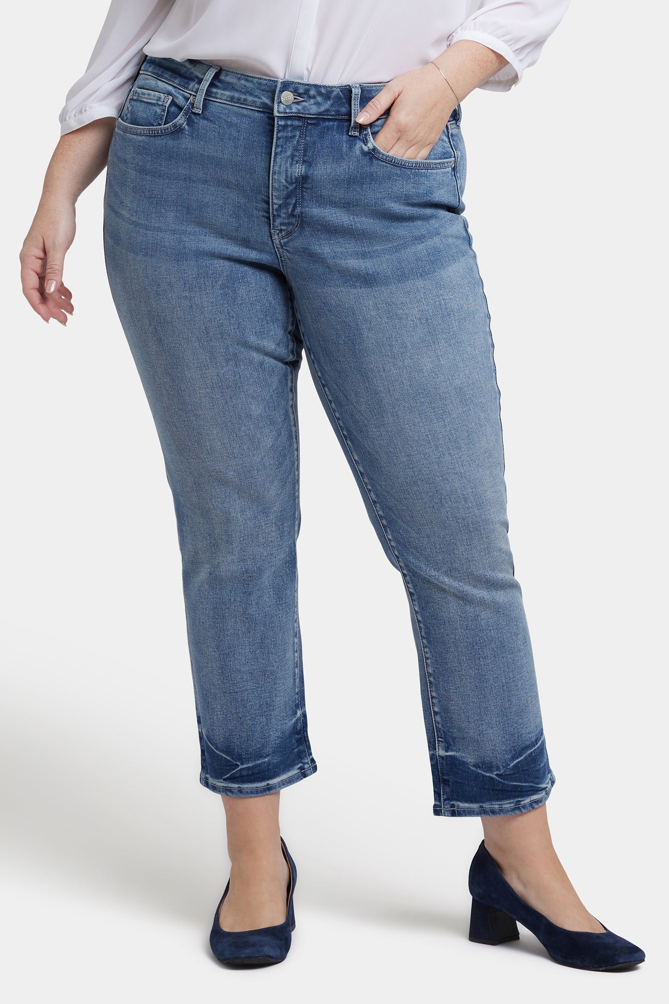 NYDJ Marilyn Straight Ankle Jeans In Plus Size  - Torrent Peak