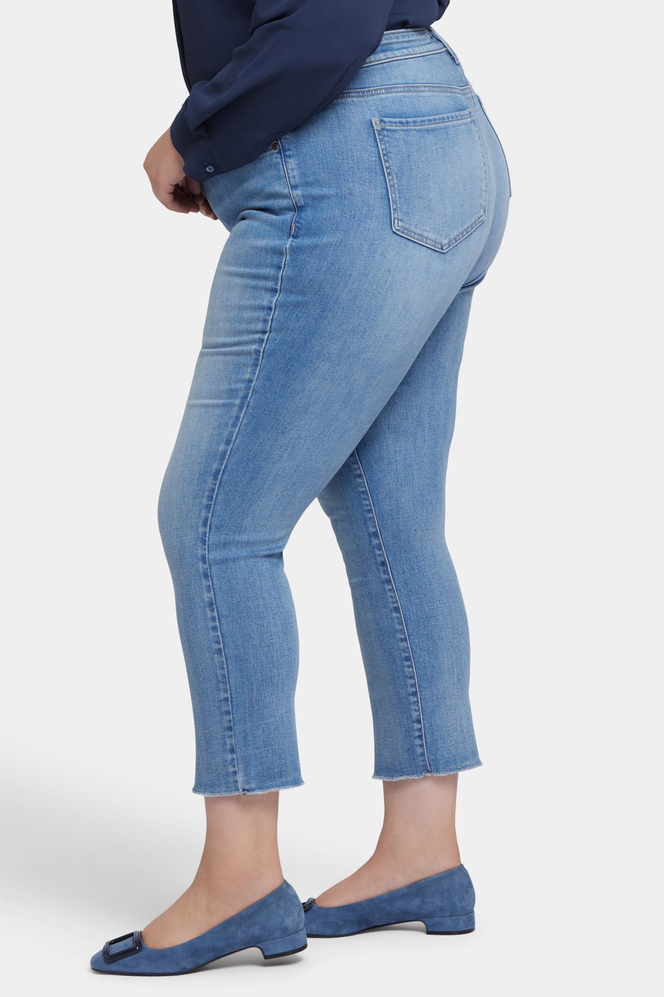 NYDJ Sheri Slim Ankle Jeans In Plus Size With Frayed Hems - Blue Valley