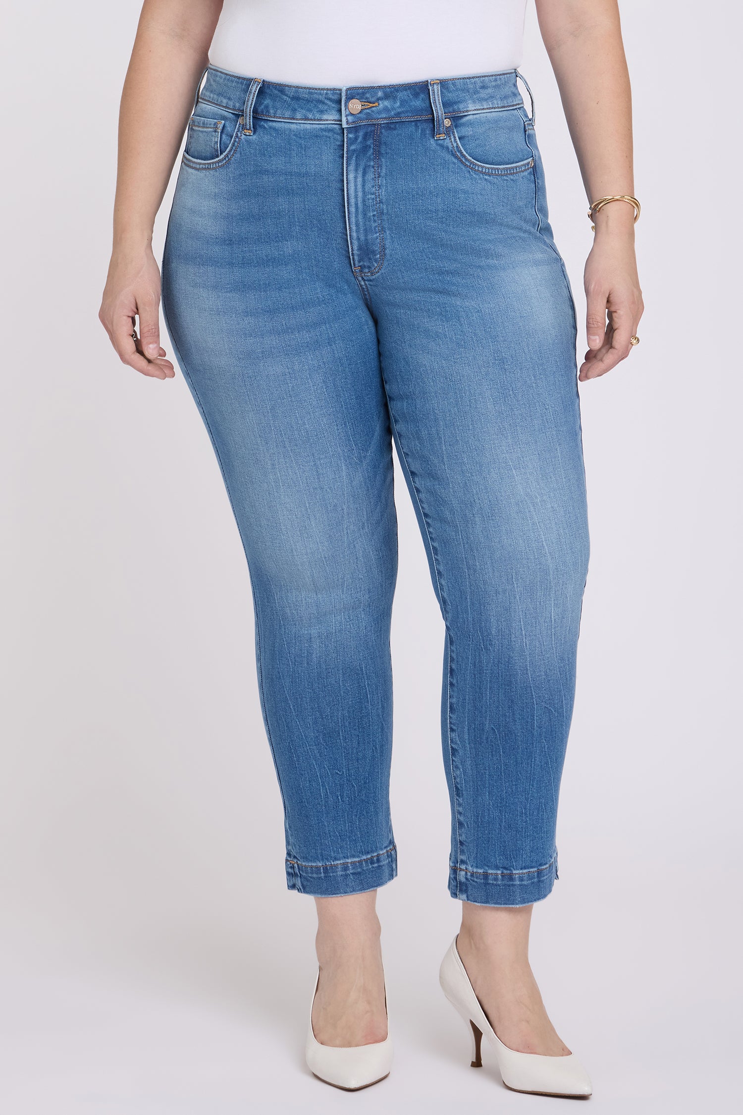 Sheri Slim Straight Ankle Jeans In Plus Size With Criss-Cross Belt