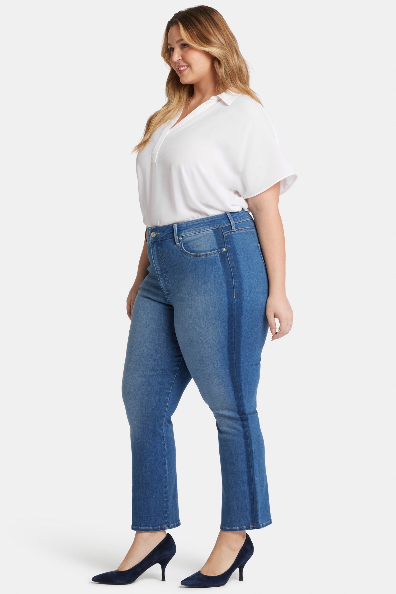 【Loulouseoul】25ss Sparkle Midi Rise Denim Marilyn Straight Ankle Jeans In Plus Size With High Rise