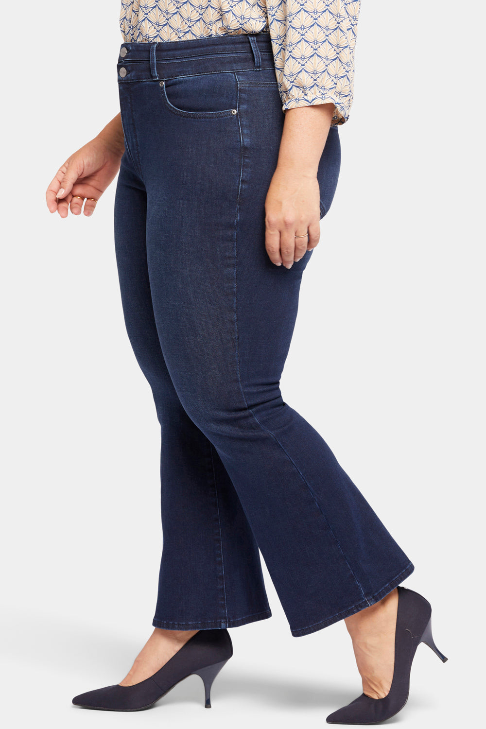 NYDJ Ava Flared Jeans In Plus Size With High Rise And Paneled Waistband - Underground