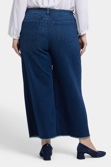 NYDJ Teresa Wide Leg Ankle Jeans In Plus Size With Frayed Hems - Ibiza Blues
