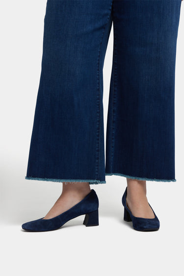 NYDJ Teresa Wide Leg Ankle Jeans In Plus Size With Frayed Hems - Ibiza Blues