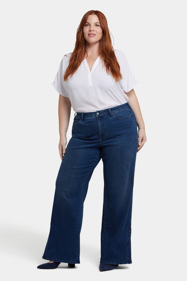 Teresa Wide Leg Jeans In Plus Size With Side Button Plackets