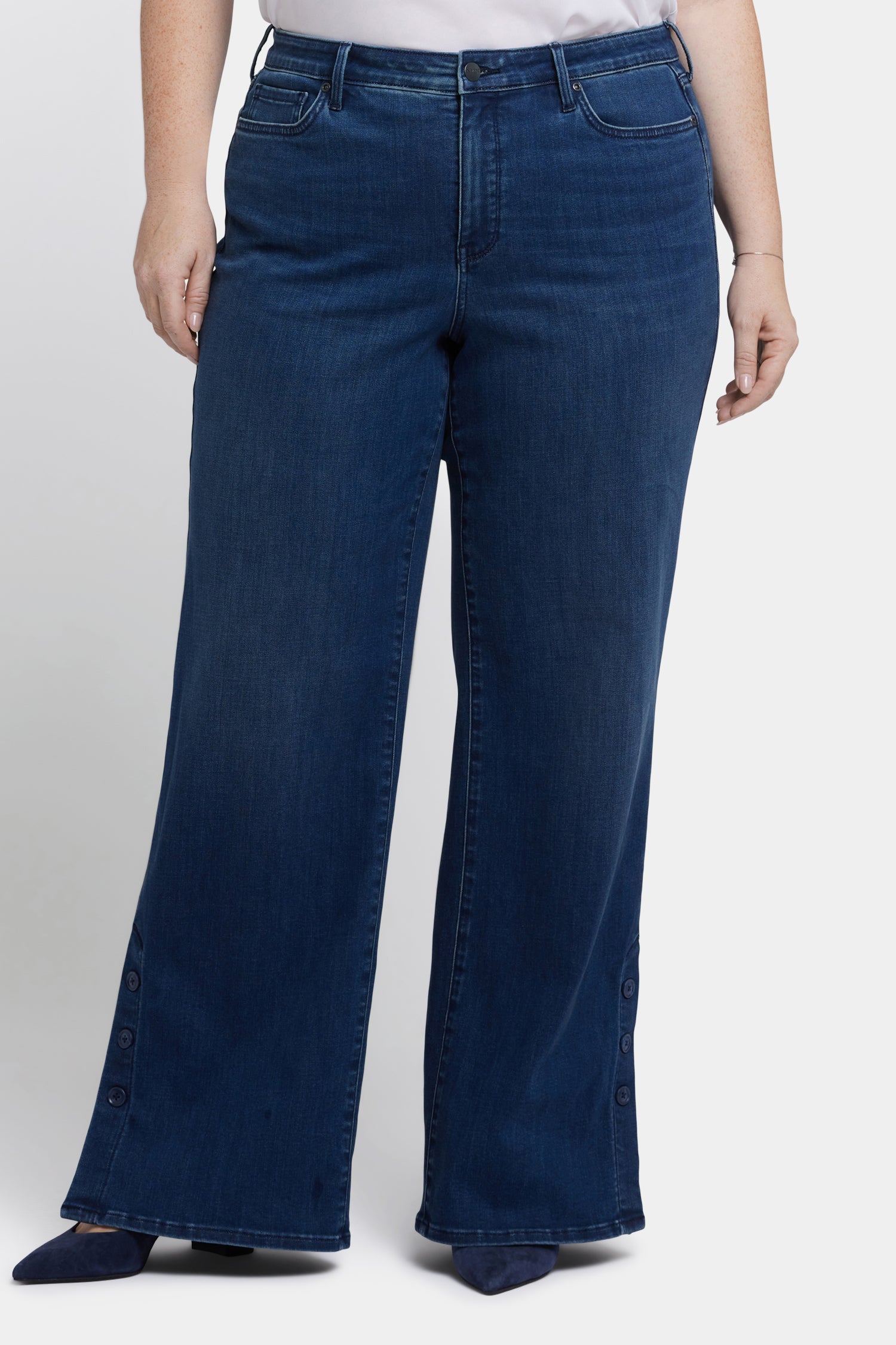 Teresa Wide Leg Jeans In Plus Size With Side Button Plackets