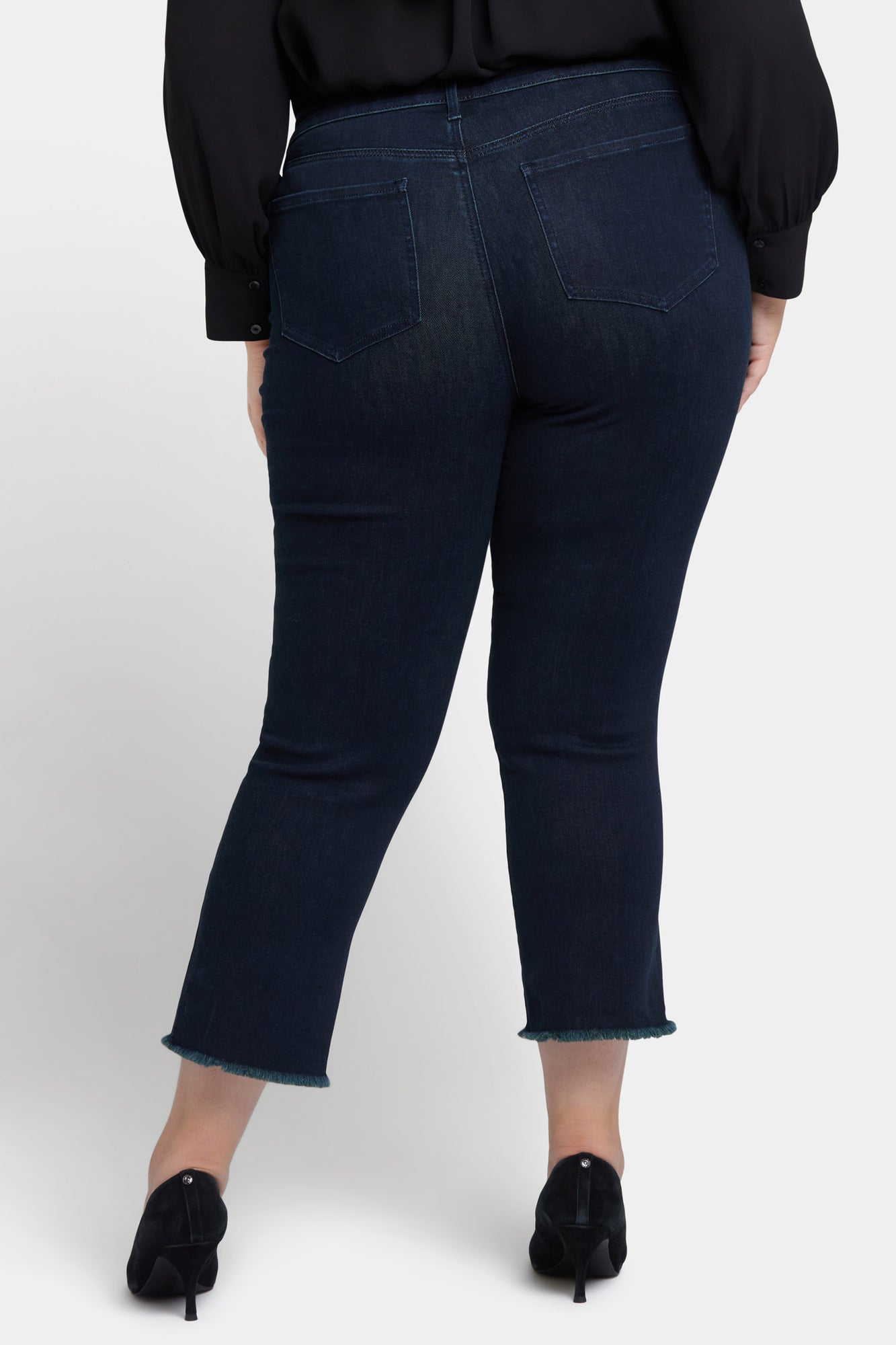 NYDJ Marilyn Straight Ankle Jeans In Plus Size With Frayed Hems - Midnight Falls