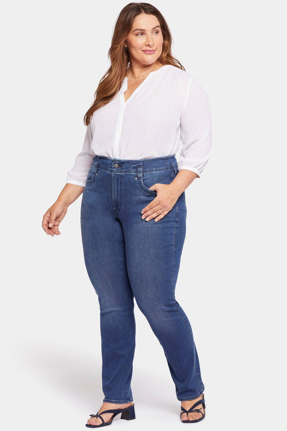 NYDJ Marilyn Straight Jeans In Plus Size With High Rise - Rendezvous