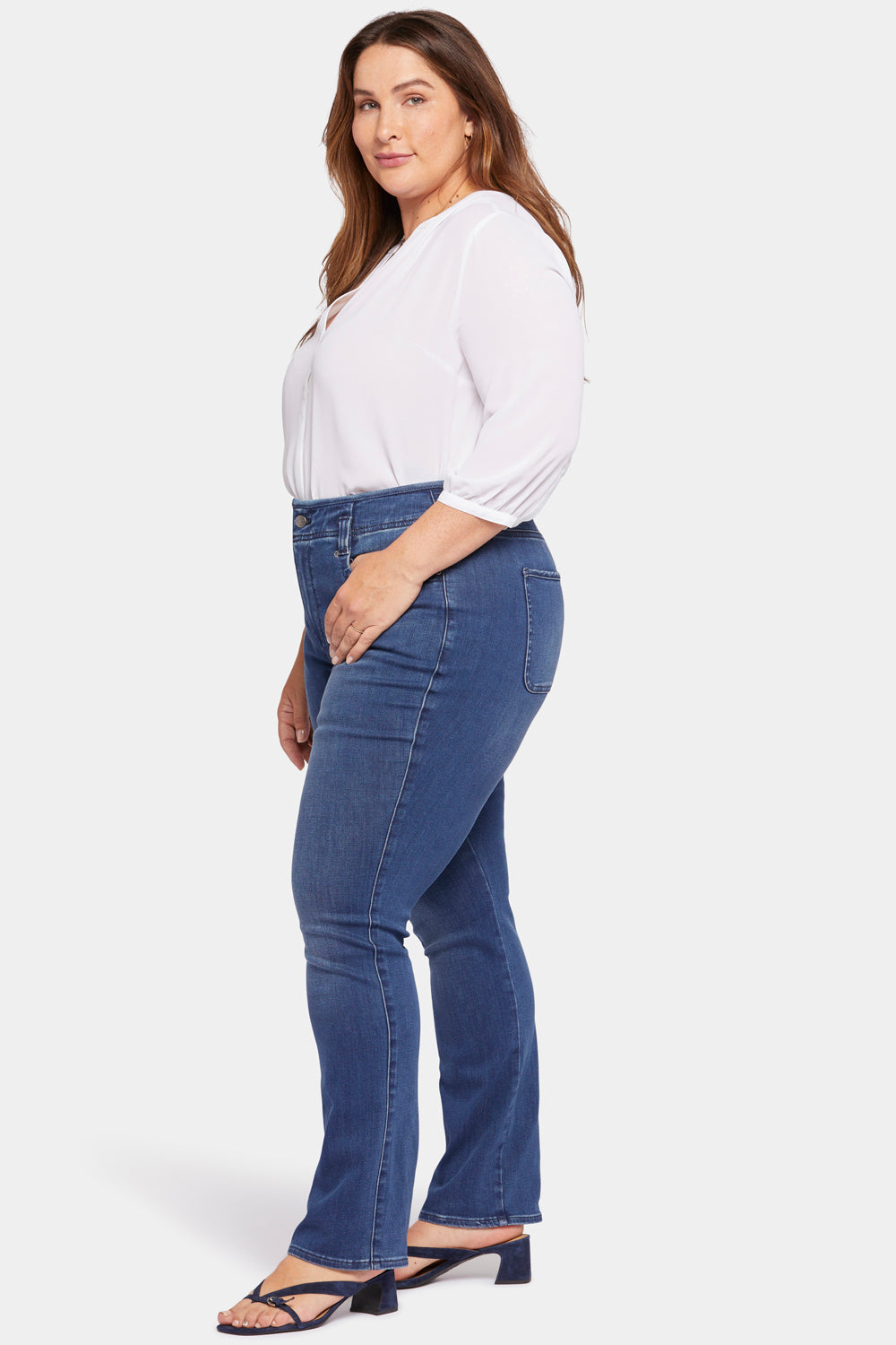 NYDJ Marilyn Straight Jeans In Plus Size With High Rise - Rendezvous