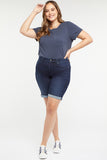 NYDJ Ella Denim Shorts In Plus Size With Roll Cuffs And Love Embroidery - Rapture