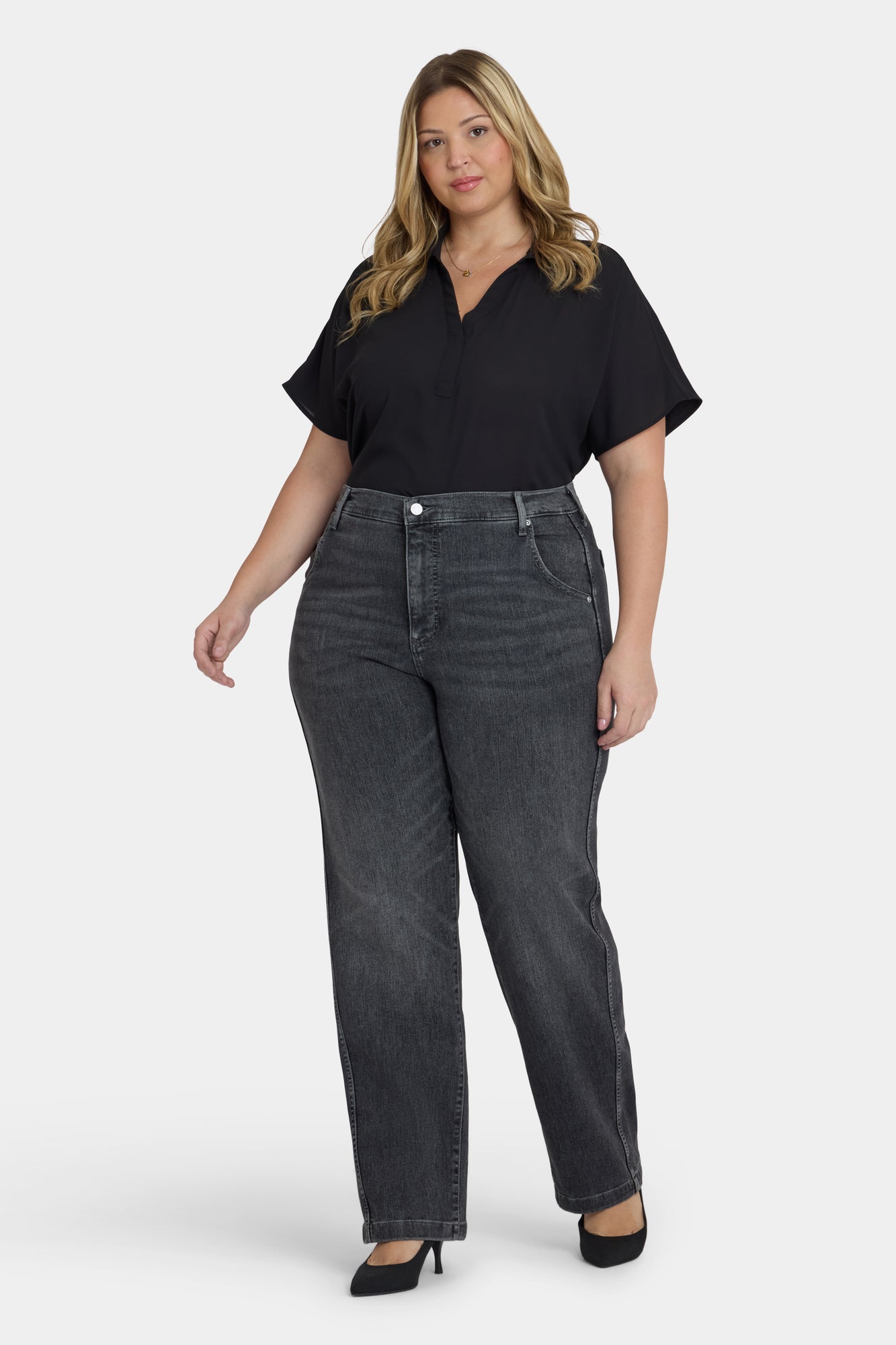 NYDJ Brooke Loose Straight Jeans In Plus Size With Super High Rise - Vintage Noir
