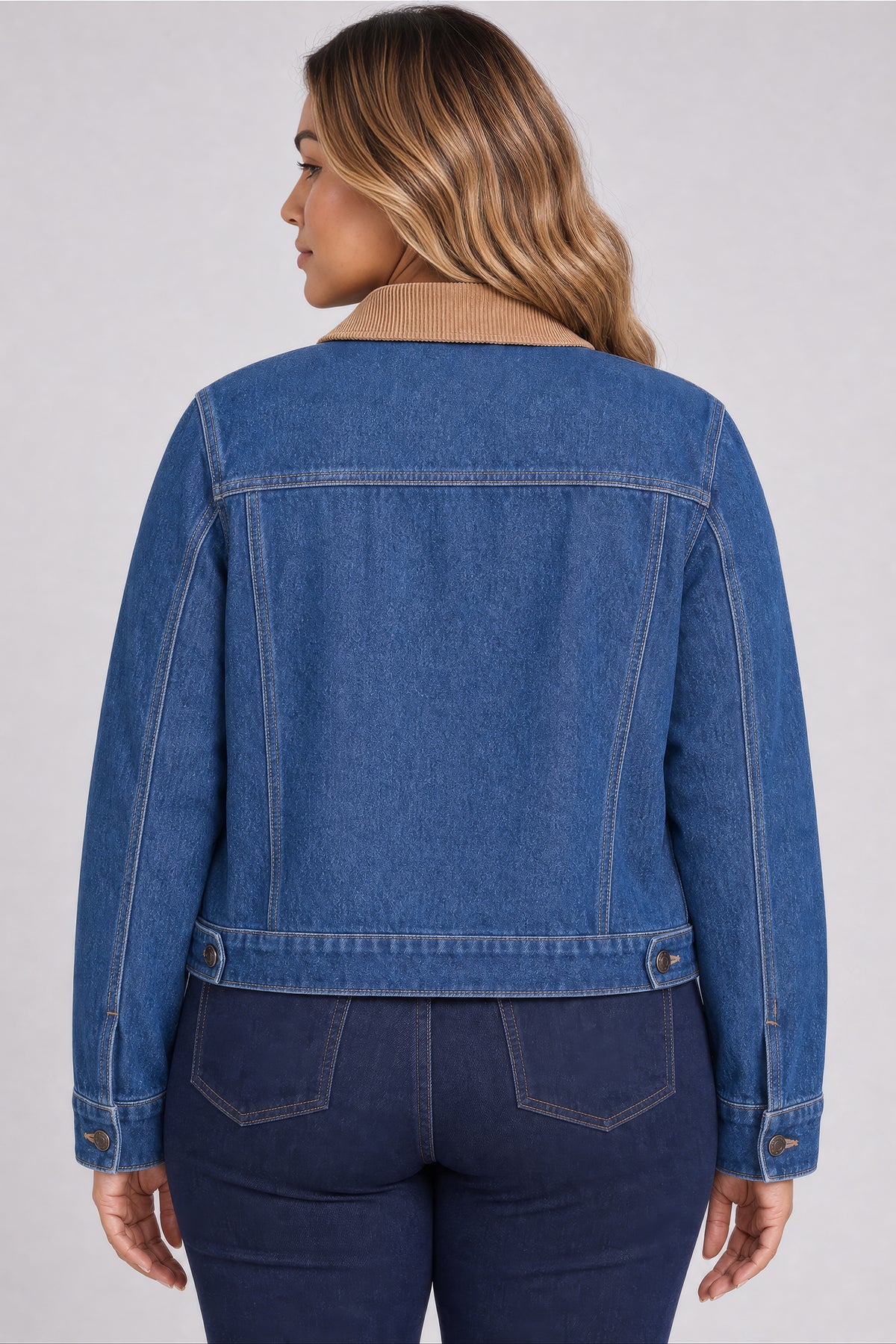 NYDJ Denim Jacket In Plus Size With Corduroy Collar - Sea Holly