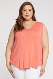 NYDJ Sleeveless Perfect Tee In Plus Size  - Deep Sea Coral