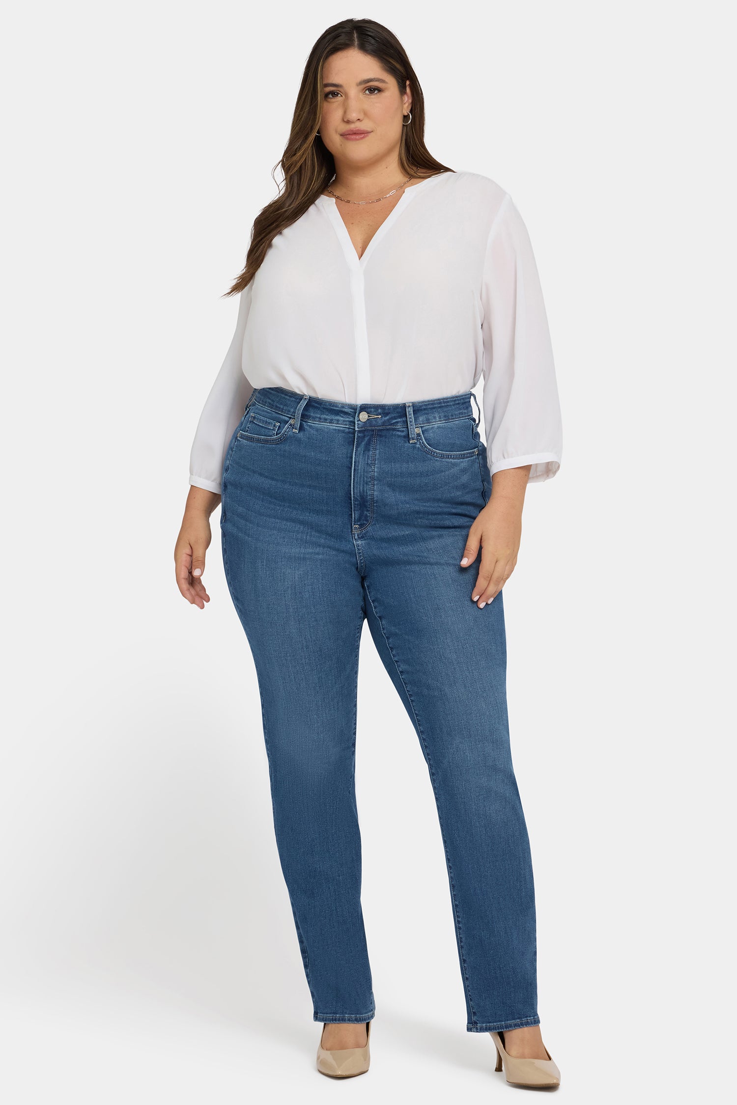 NYDJ Marilyn Straight Jeans In Plus Size With High Rise And 31