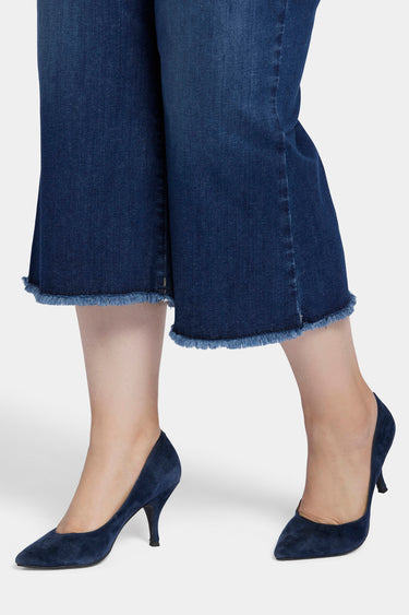 NYDJ Patchie Wide Leg Capri Jeans In Plus Size With Frayed Hems - Fanciful