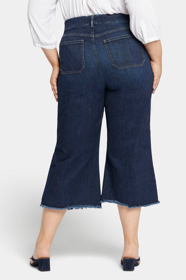 NYDJ Patchie Wide Leg Capri Jeans In Plus Size With Frayed Hems - Sublime