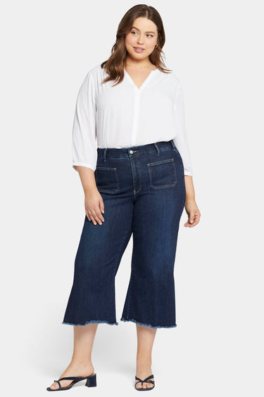 NYDJ Patchie Wide Leg Capri Jeans In Plus Size With Frayed Hems - Sublime