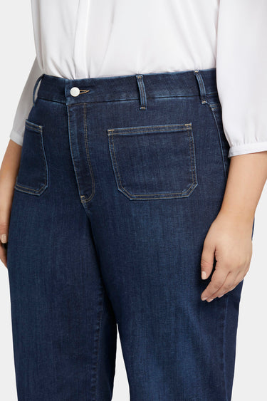 NYDJ Patchie Wide Leg Capri Jeans In Plus Size With Frayed Hems - Sublime