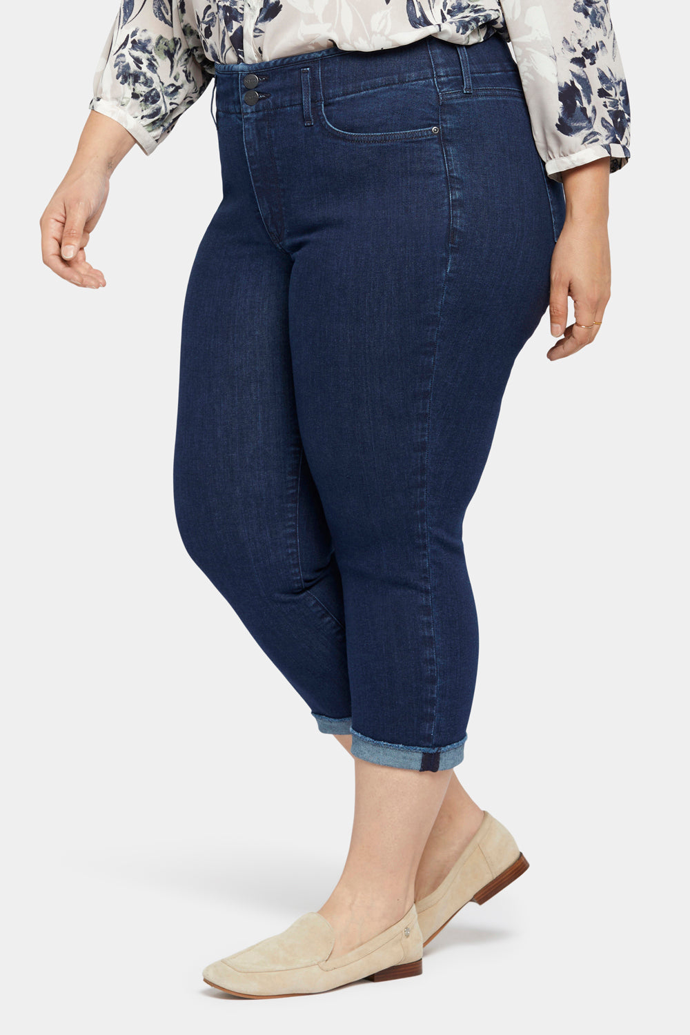 NYDJ Chloe Capri Jeans In Plus Size With Cuffs - Mystique