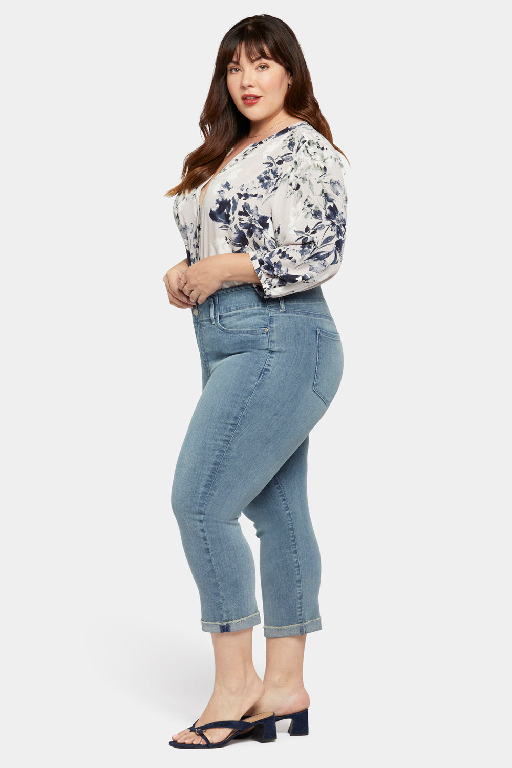 NYDJ Chloe Capri Jeans In Plus Size With Cuffs - Thistle Falls