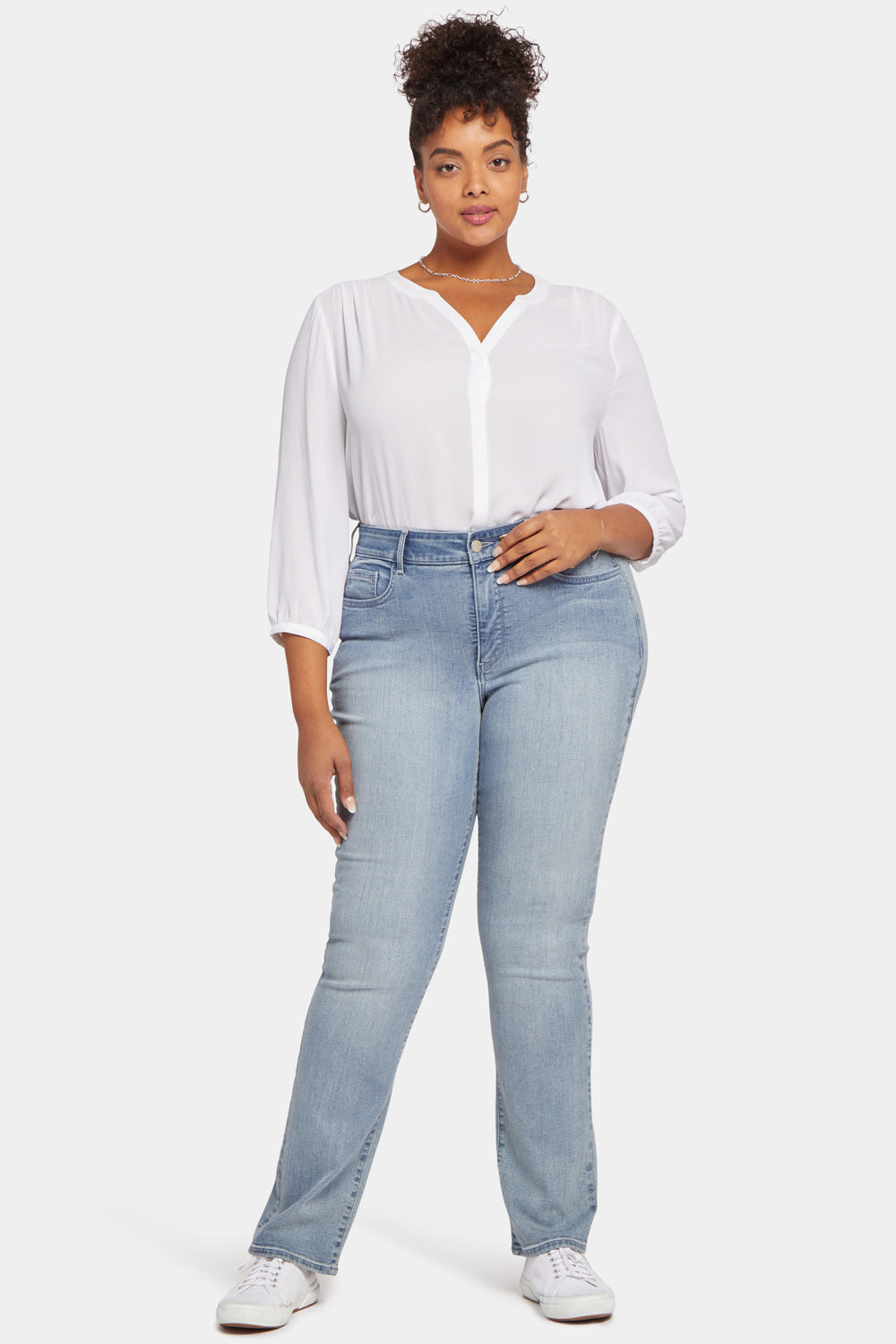 NYDJ Marilyn Straight Jeans In Plus Size  - Thistle Falls