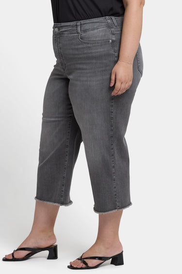 NYDJ Brigitte Wide Leg Capri Jeans In Plus Size With High Rise And Frayed Hems - Frontera Bluffs
