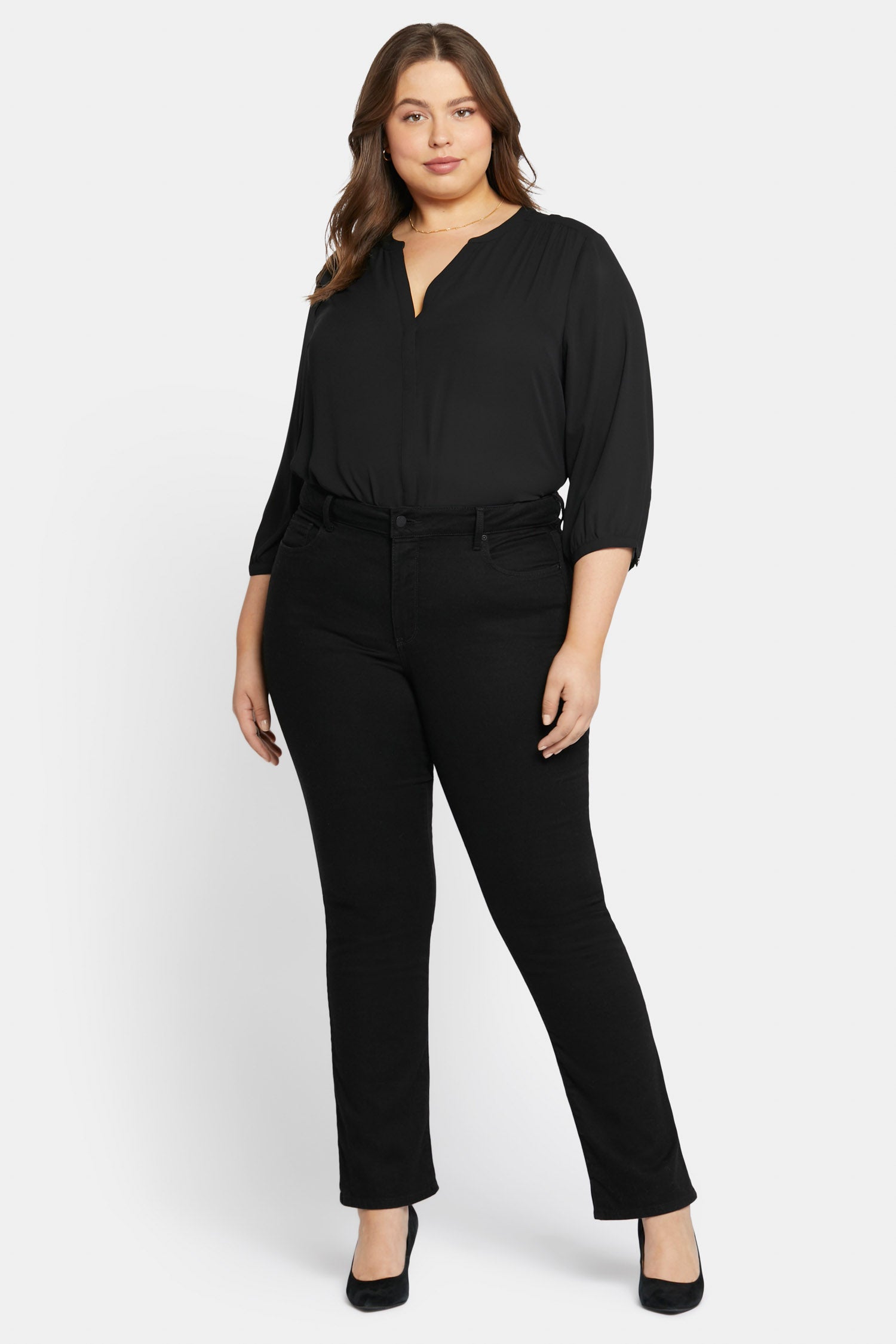 NYDJ Marilyn Straight Jeans In Plus Size  - Black