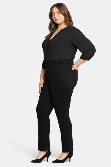 NYDJ Marilyn Straight Jeans In Plus Size  - Black