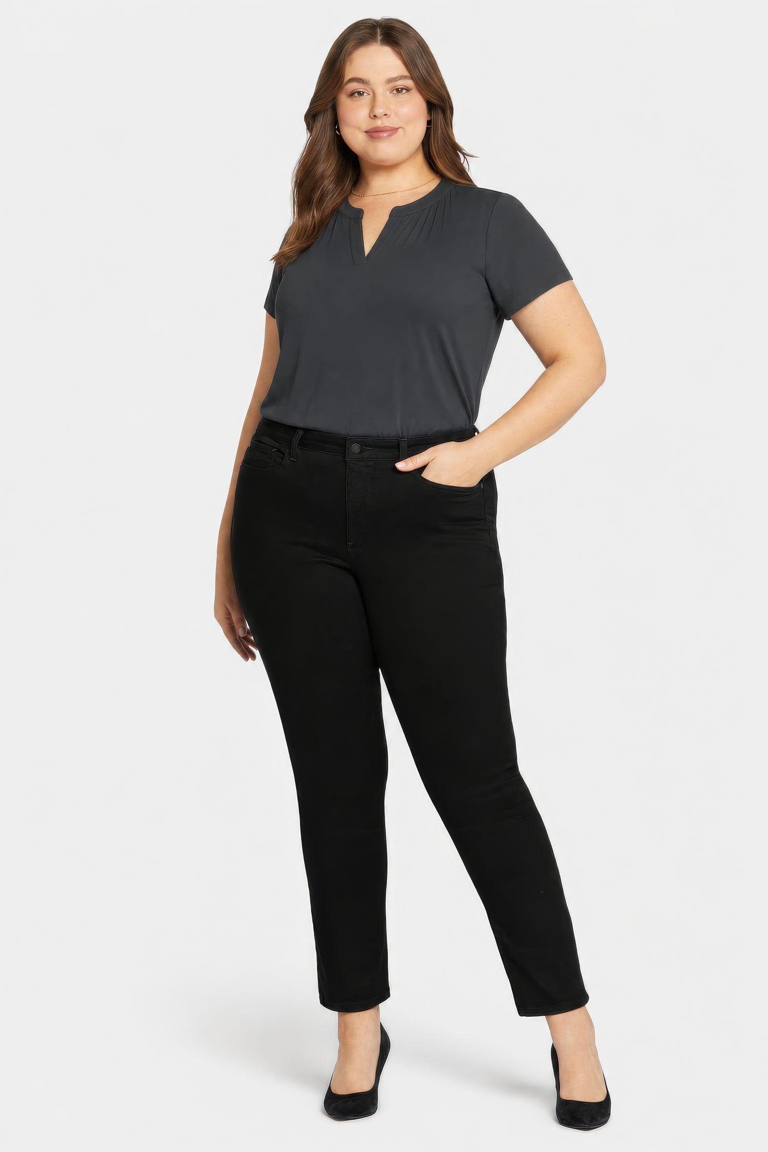 Sheri Slim Jeans In Plus Size - Black Black | NYDJ