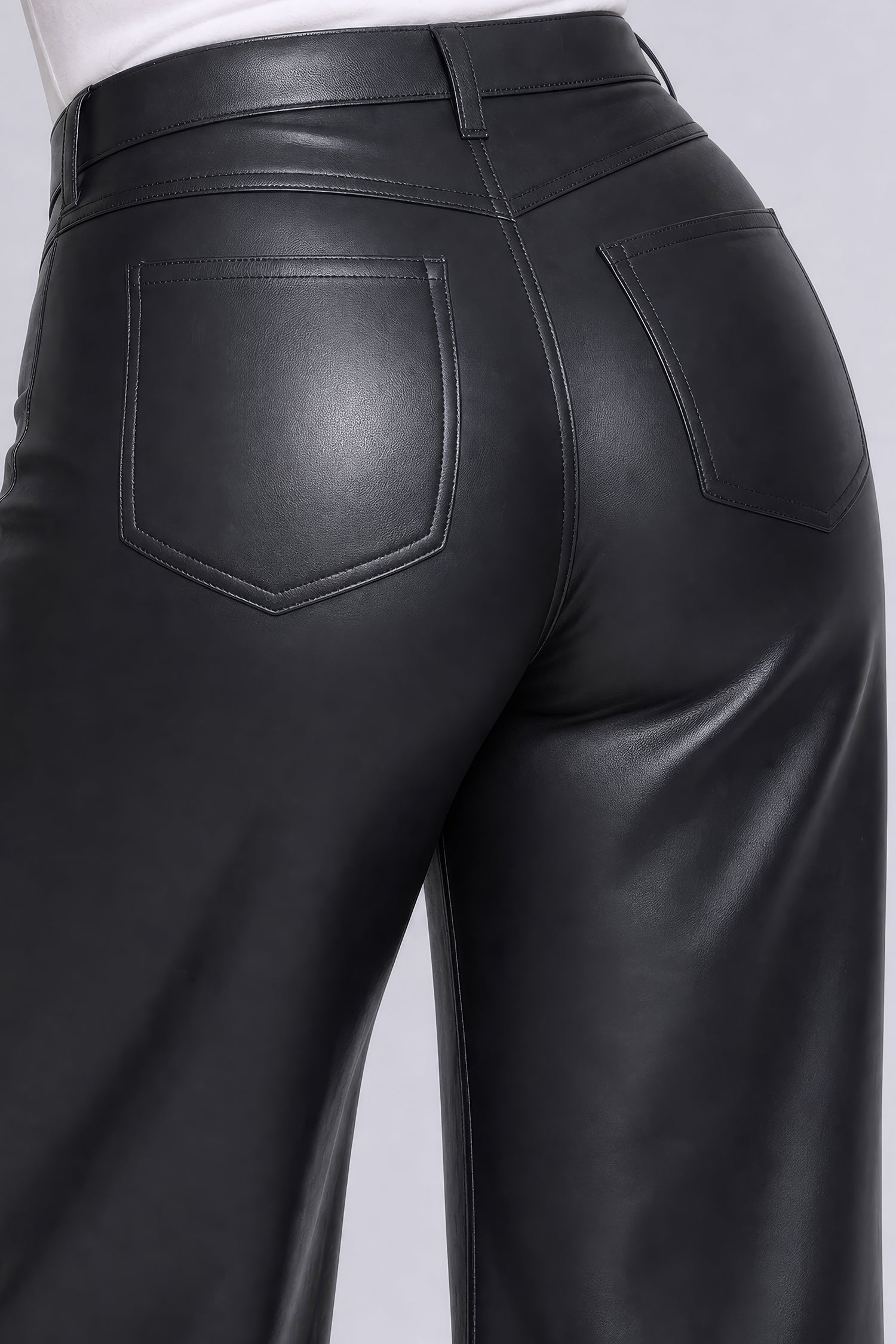 NYDJ Vegan Stretch Leather Teresa Wide Leg Pants In Plus Size Sculpt-Her™ Collection - Black