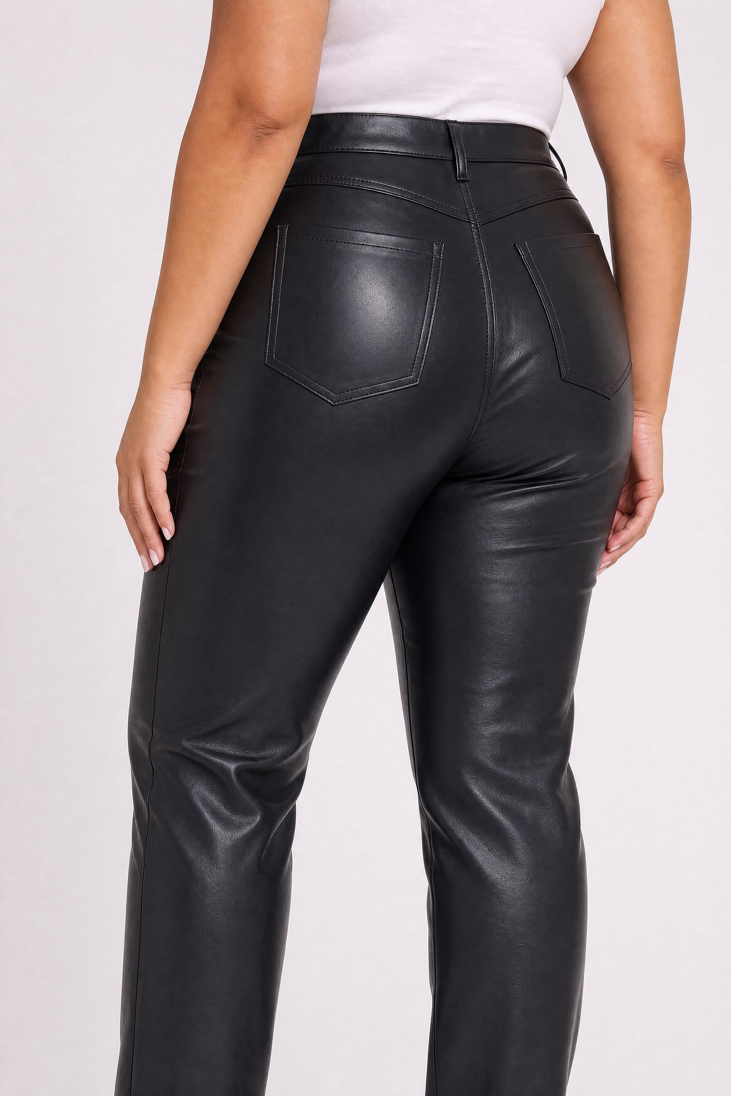 NYDJ Vegan Leather Marilyn Straight Pants With Band Hems In Plus Size Sculpt-Her™ Collection - Black