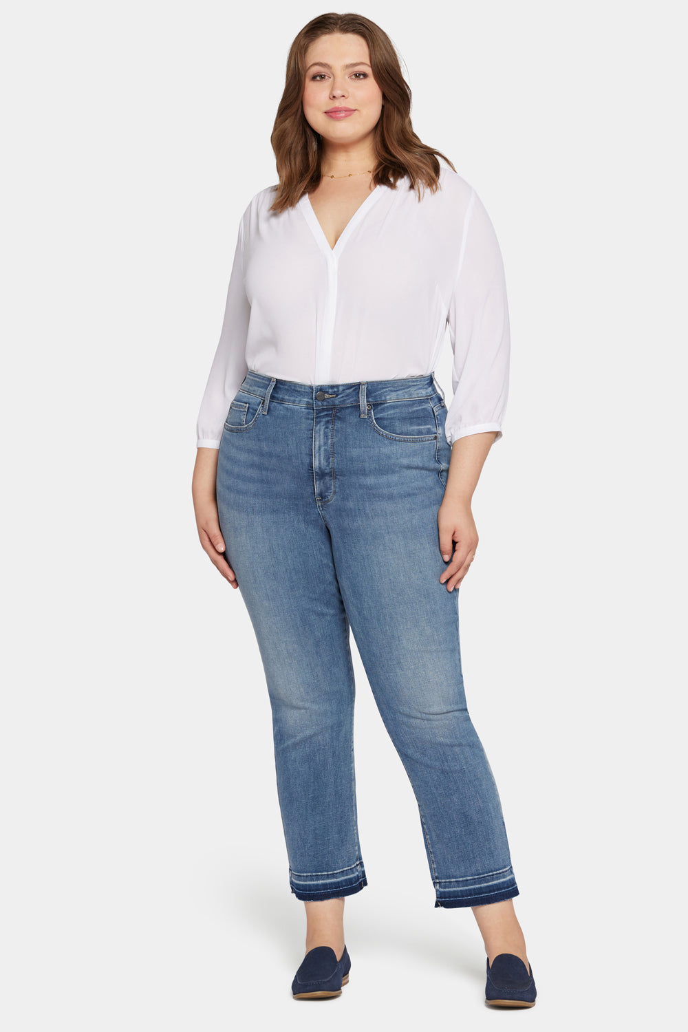 NYDJ Marilyn Straight Ankle Jeans In Petite Plus Size In Cool Embrace® Denim With High Rise And Released Hems - Fantasy