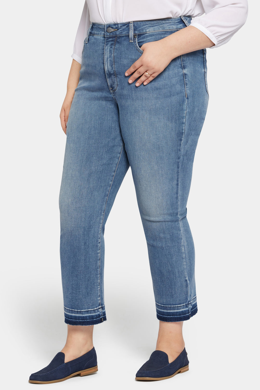NYDJ Marilyn Straight Ankle Jeans In Petite Plus Size In Cool Embrace® Denim With High Rise And Released Hems - Fantasy