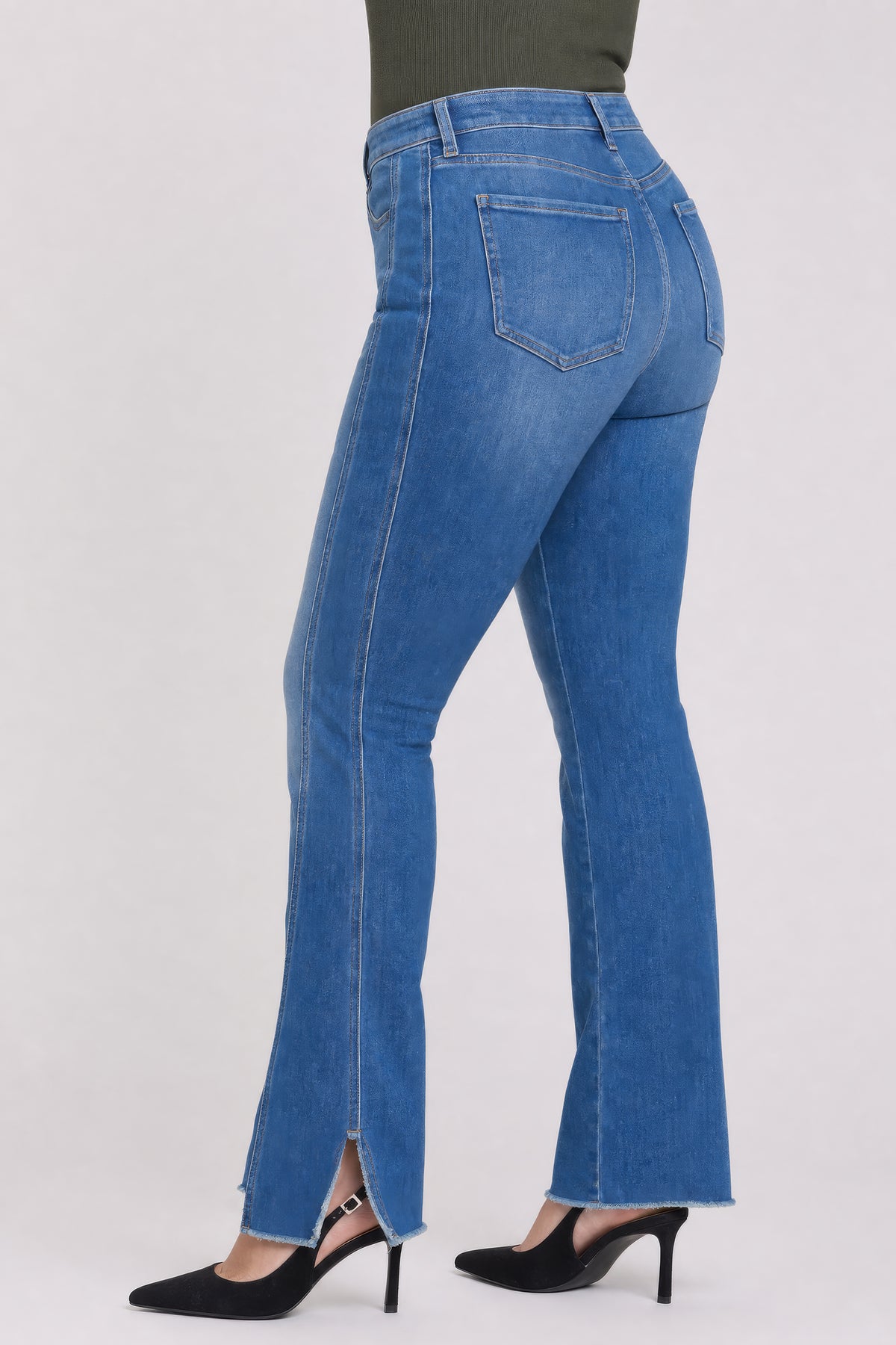 NYDJ Barbara Bootcut Jeans In Plus Size With High Rise, Raw Step Hems And 31" Inseam - Agave