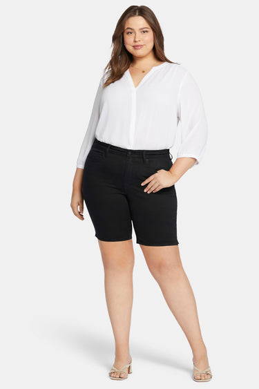 NYDJ Ella Denim Shorts In Petite Plus With Side Slits - Black