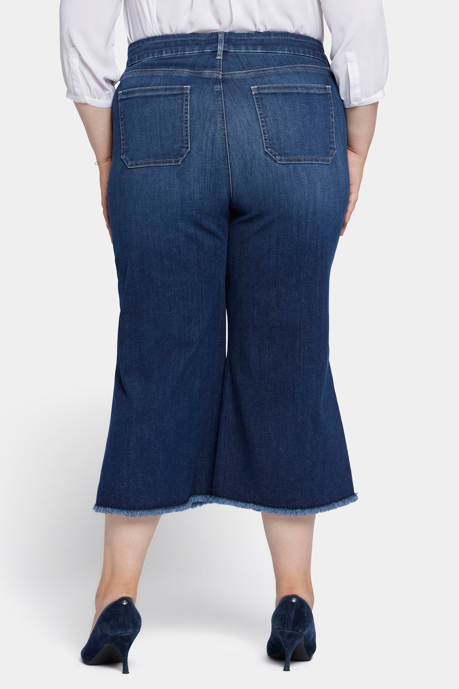 NYDJ Patchie Wide Leg Capri Jeans In Petite Plus Size With Frayed Hems - Fanciful