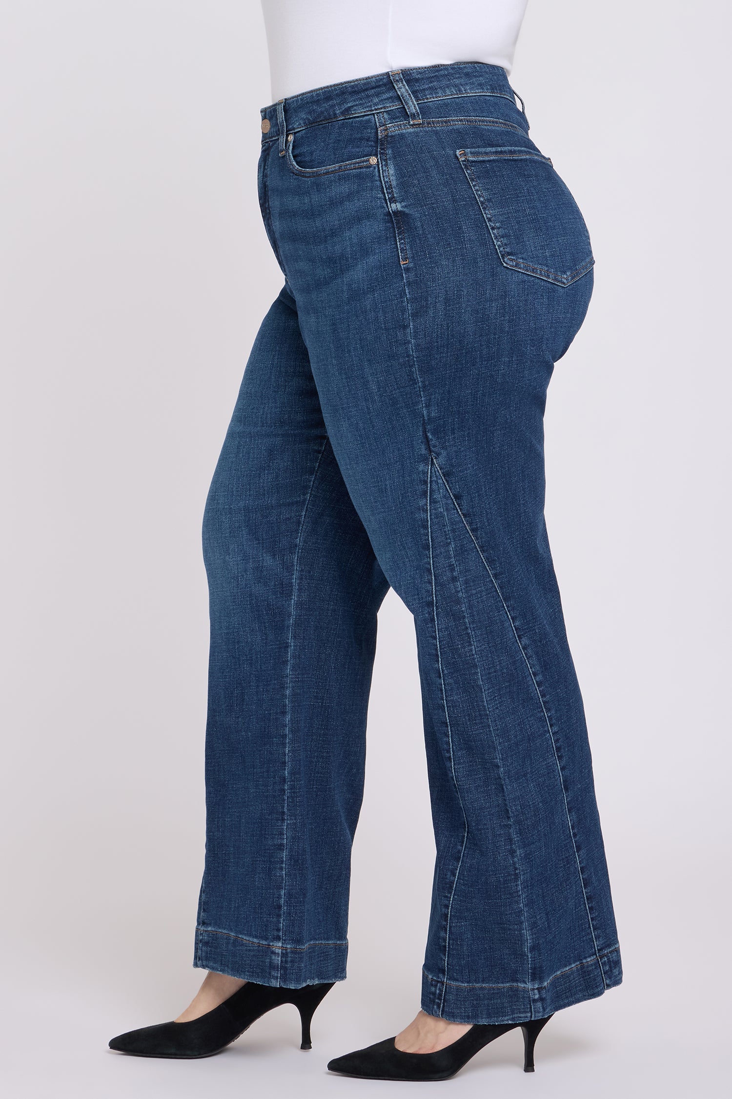 Teresa Wide Leg Jeans In Plus Size With Side Godets - Sunset Villa
