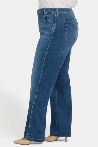 NYDJ Brooke Loose Straight Jeans In Plus Size With Super High Rise - Opera Blue