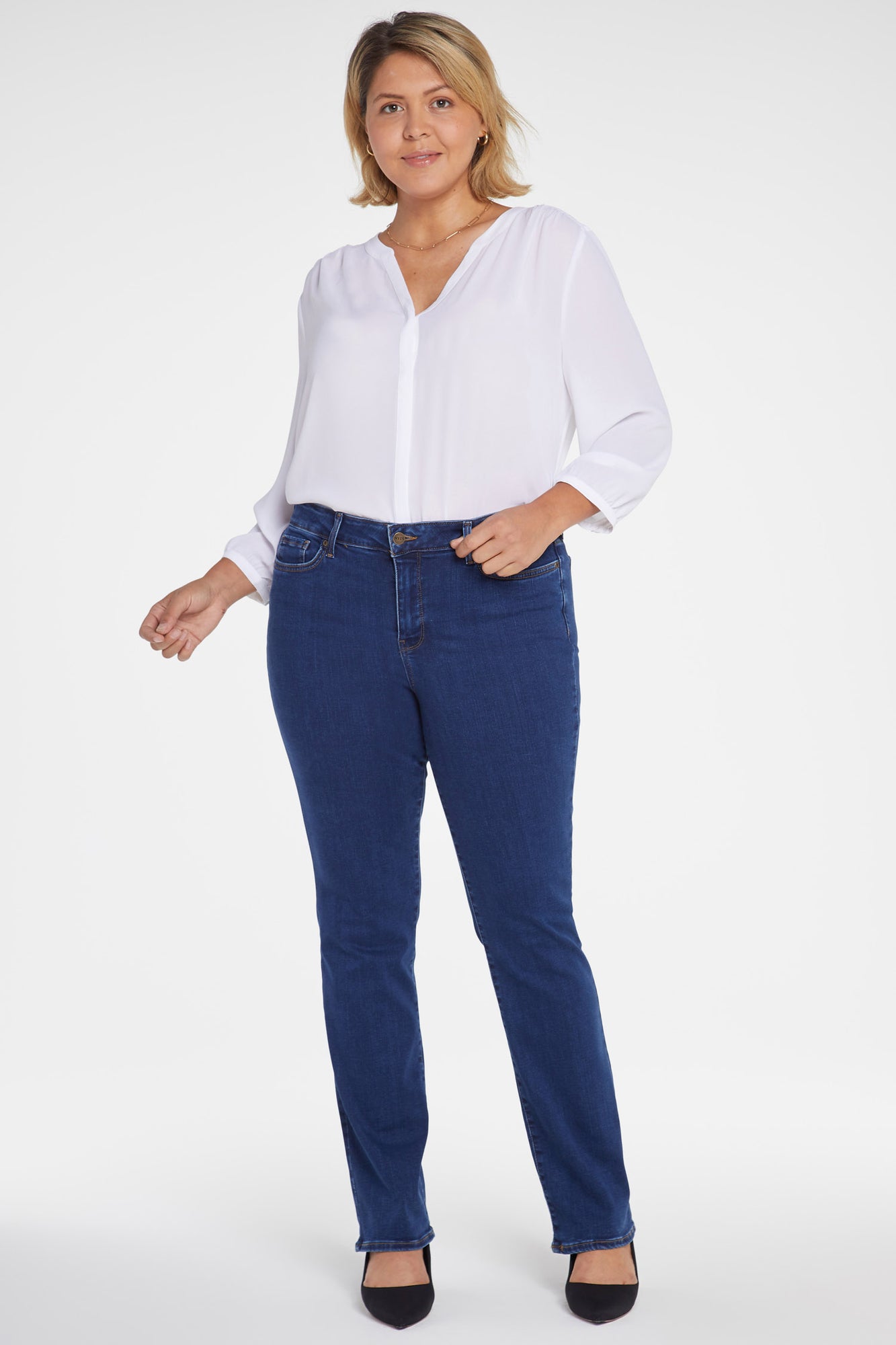 Marilyn Straight Jeans In Plus Size - Quinn Blue | NYDJ