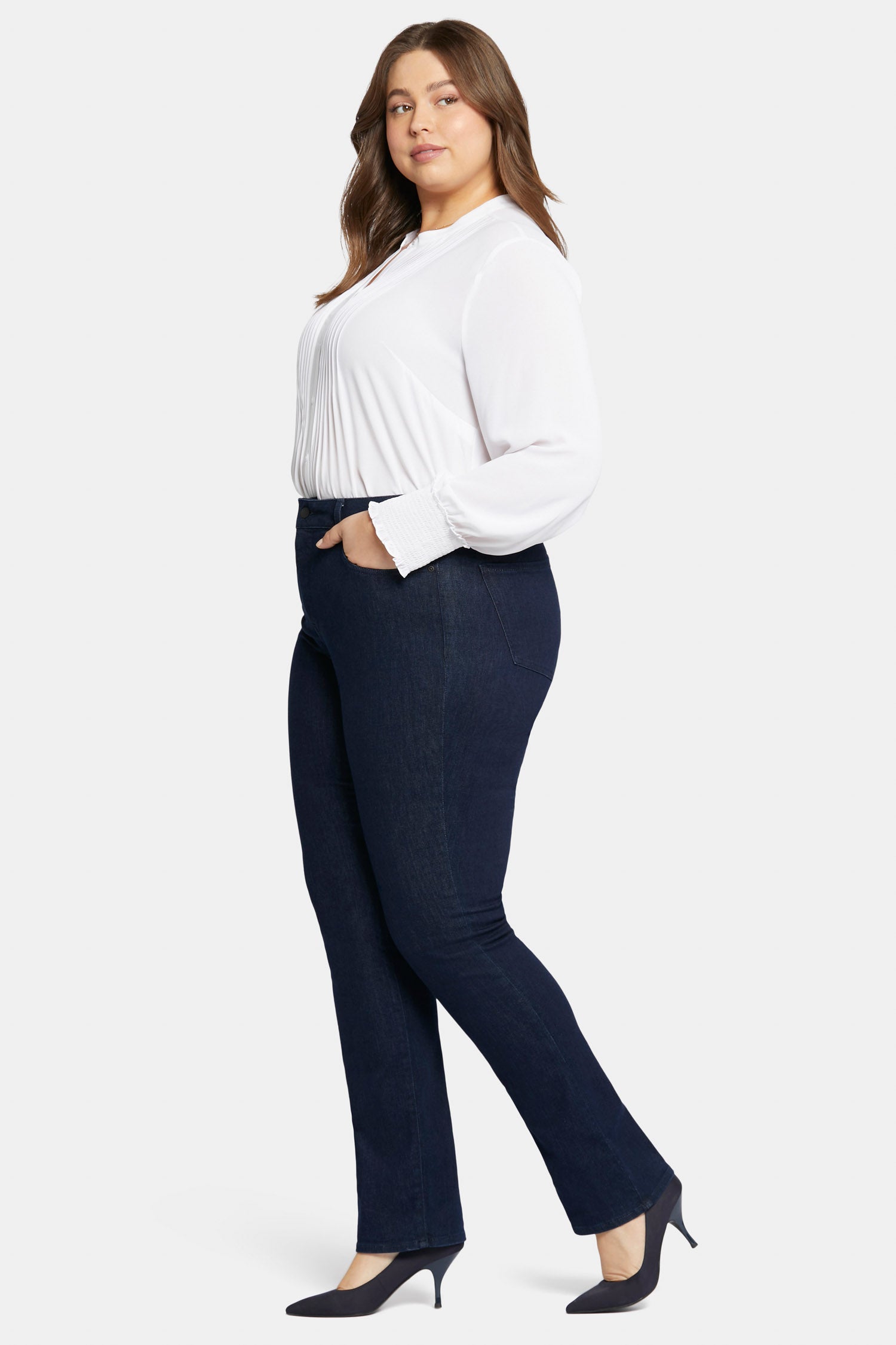 NYDJ Marilyn Straight Jeans In Plus Size  - Rinse
