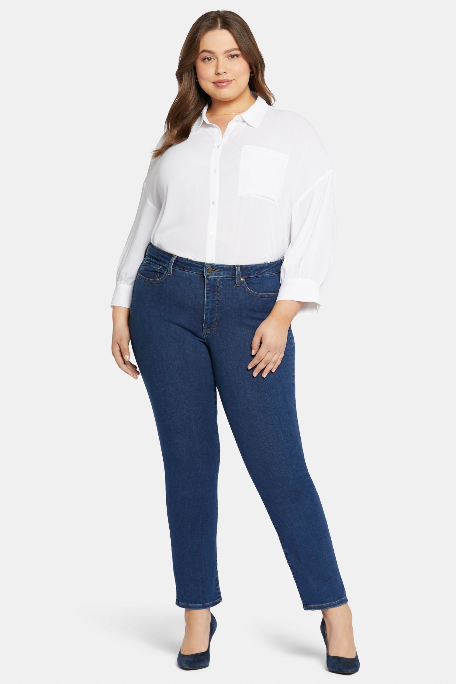 (取寄) エヌワイディージェイ レディース シェリ スリム イン クイン NYDJ women Sheri Slim in Quinn Quinn Sheri Slim Jeans In Plus Size - Quinn Blue | NYDJ