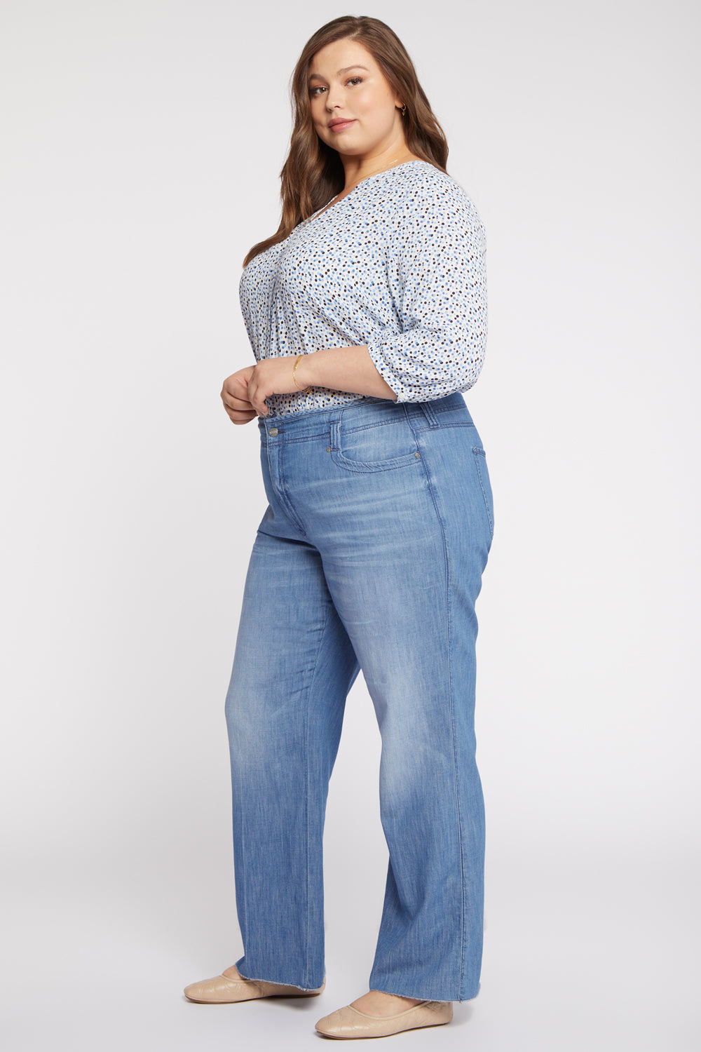 NYDJ Teresa Wide Leg Jeans In Plus Size With High Rise And Raw Hems - Everly