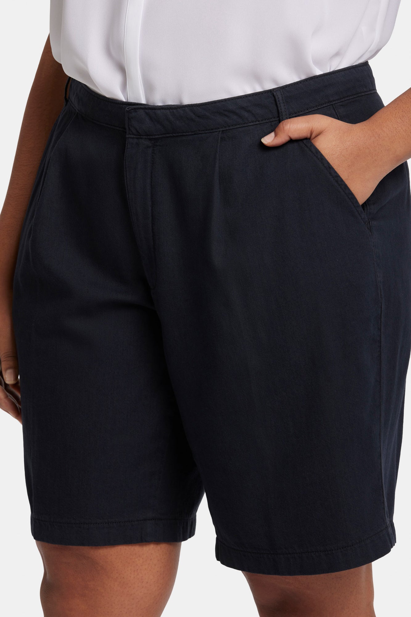 NYDJ Relaxed Bermuda Denim Shorts In Plus Size  - Overdye Black
