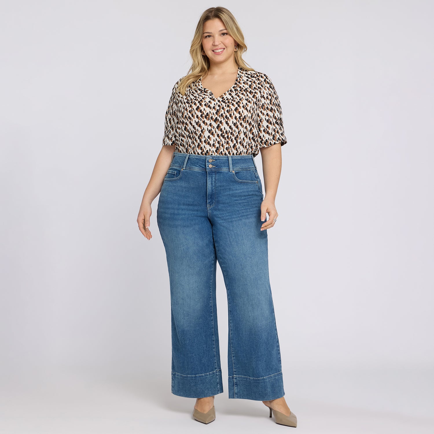 Teresa Wide Leg Jeans In Plus Size In Re-New™ Denim With Double