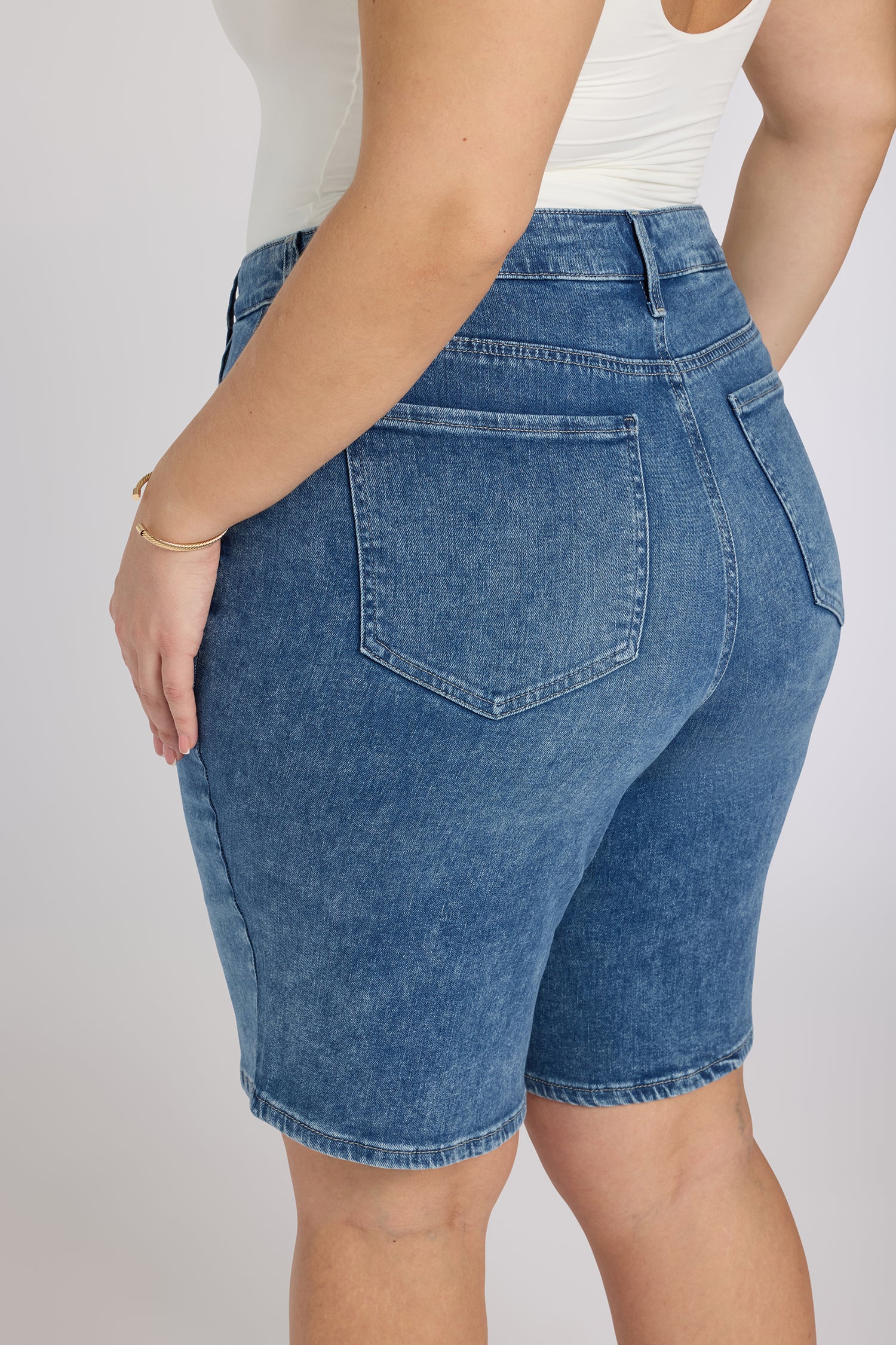 Lilly Denim Shorts In Plus Size In Re-New™ Denim - Breezy Palms Lilly Denim Shorts In Plus Size In Re-New™ Denim - Breezy Palms
