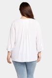 NYDJ Pintuck Blouse In Plus Size  - Optic White